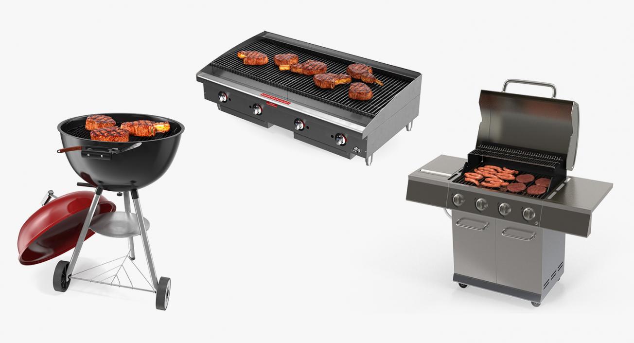 Grills with Meat Collection 3D