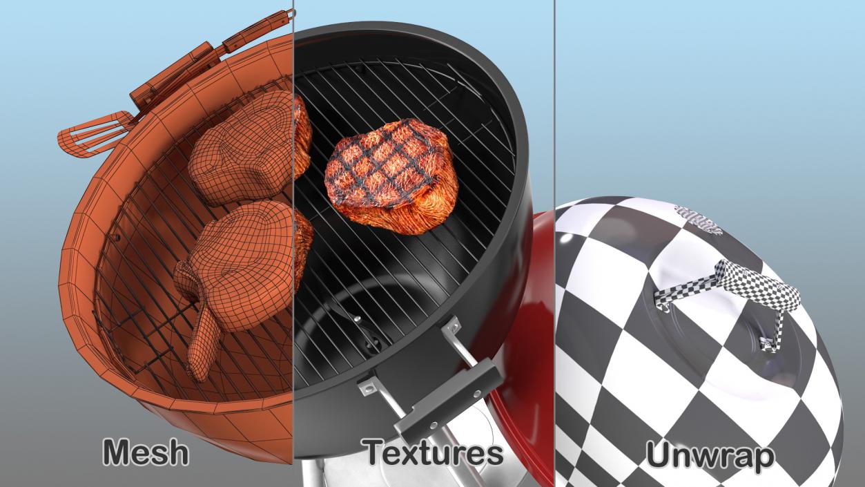 Grills with Meat Collection 3D