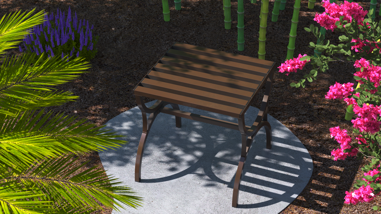 Garden Metal Side Table Brown 3D model