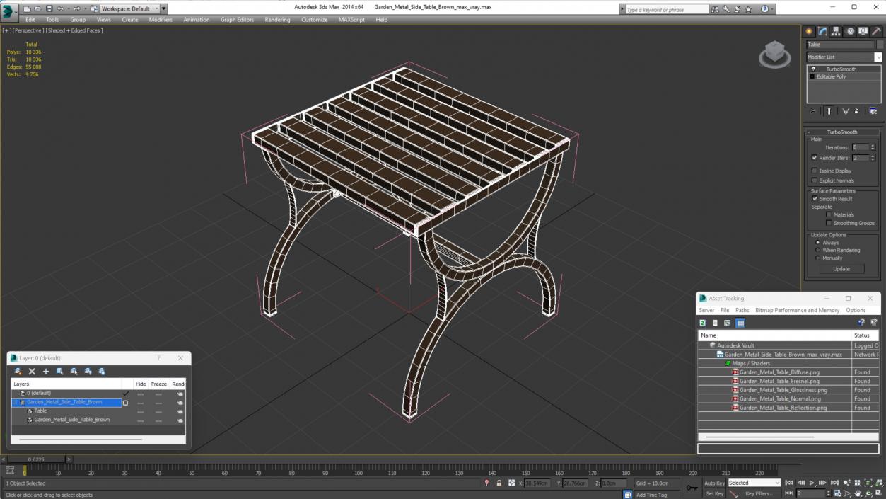 Garden Metal Side Table Brown 3D model