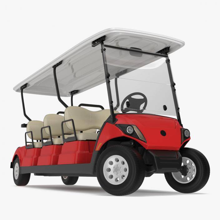 3D model Yamaha Golf Electric Six Seat Car Red Rigged for Maya 2