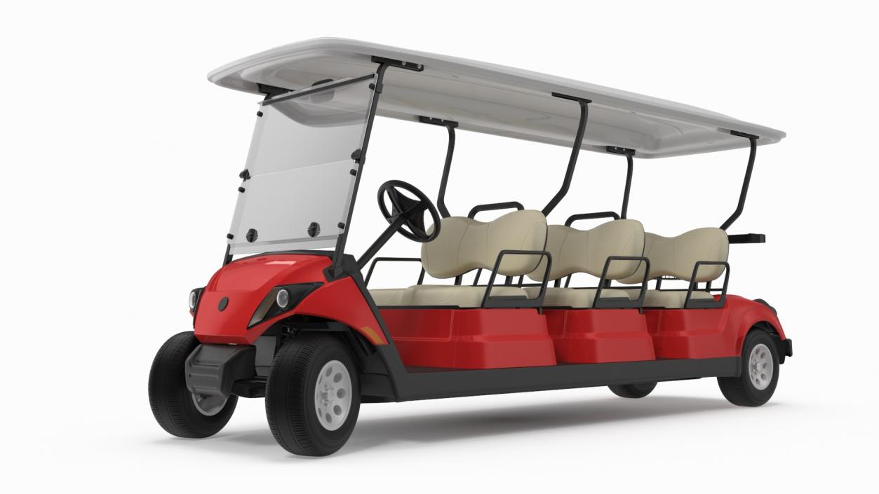 3D model Yamaha Golf Electric Six Seat Car Red Rigged for Maya 2