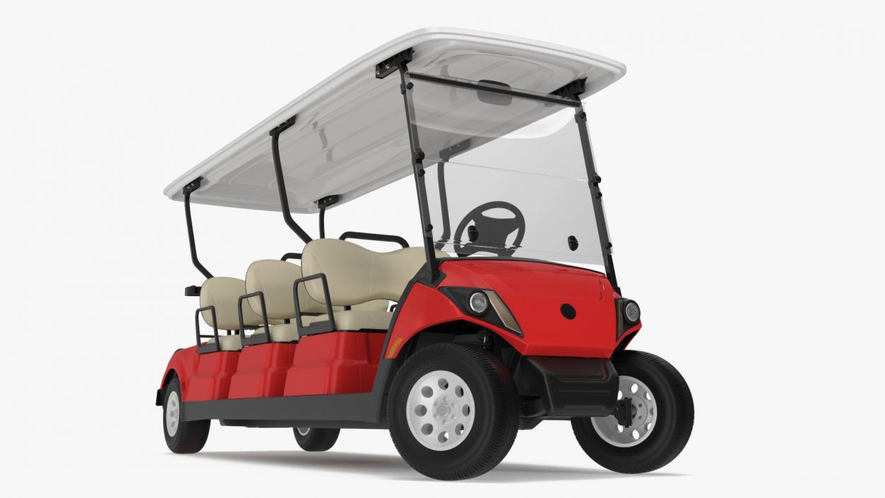 3D model Yamaha Golf Electric Six Seat Car Red Rigged for Maya 2