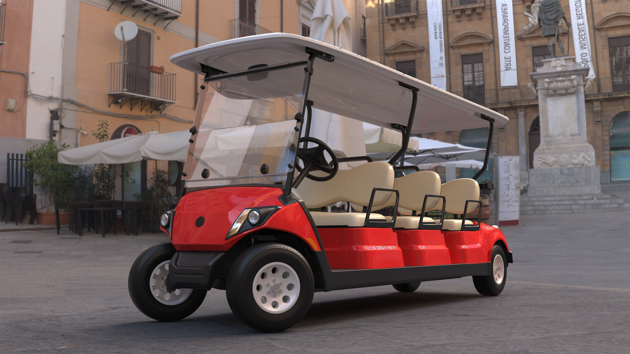 3D model Yamaha Golf Electric Six Seat Car Red Rigged for Maya 2