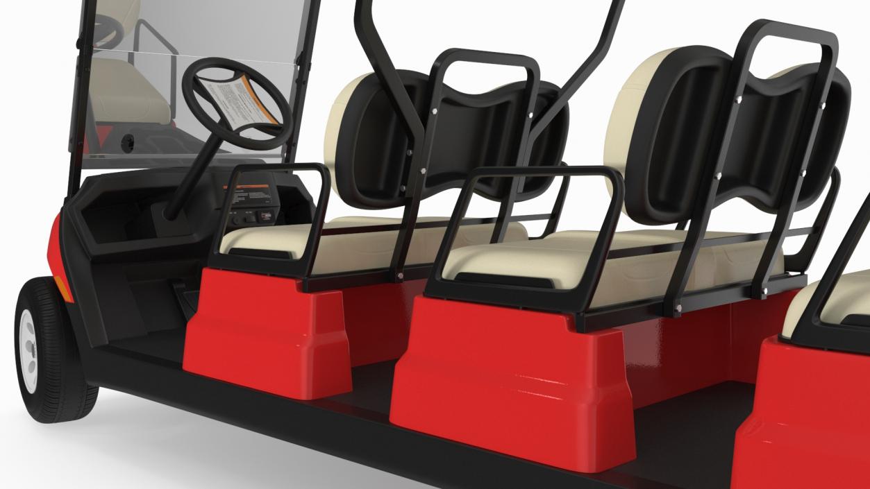 3D model Yamaha Golf Electric Six Seat Car Red Rigged for Maya 2