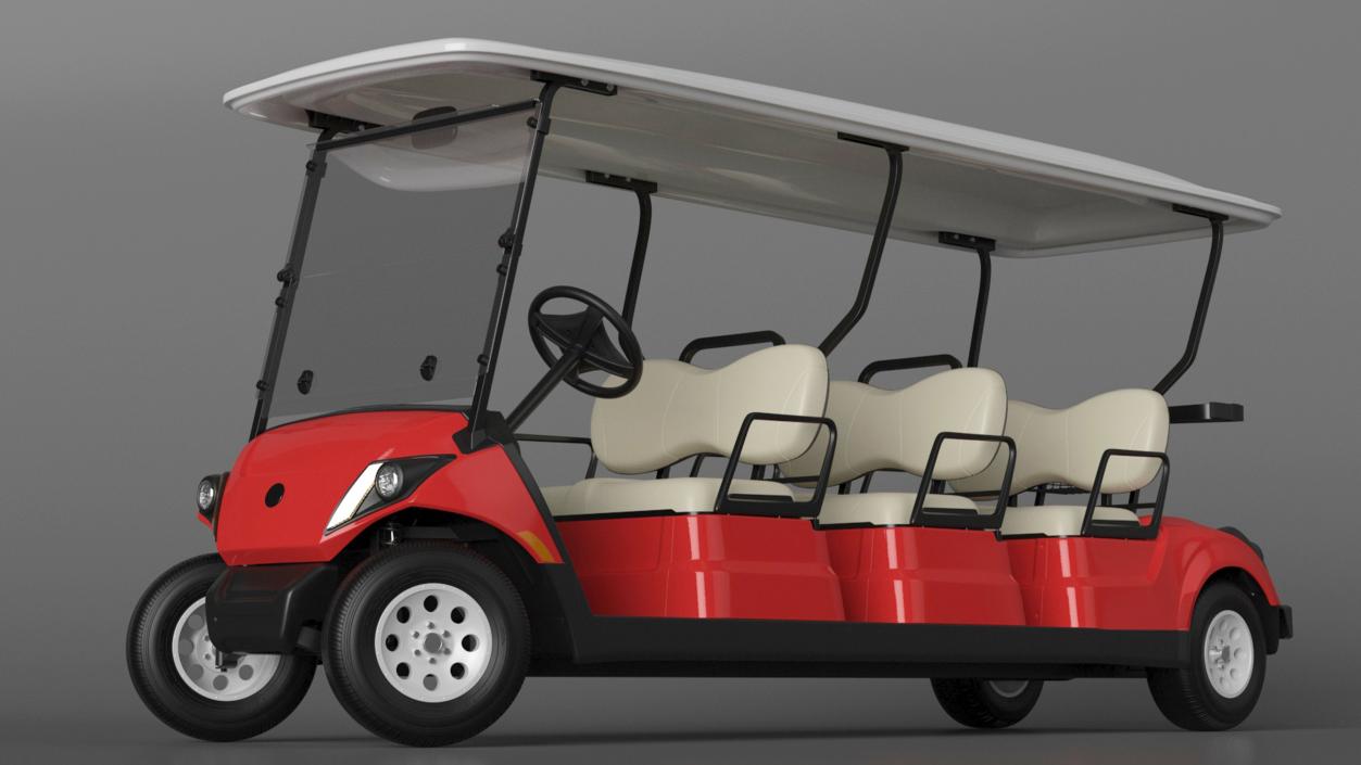 3D model Yamaha Golf Electric Six Seat Car Red Rigged for Maya 2