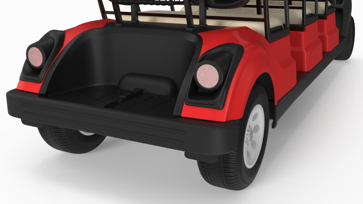 3D model Yamaha Golf Electric Six Seat Car Red Rigged for Maya 2