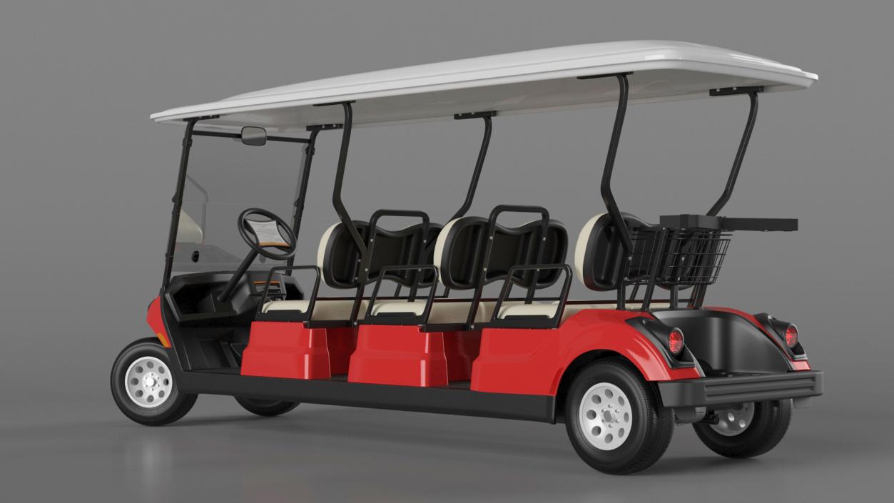 3D model Yamaha Golf Electric Six Seat Car Red Rigged for Maya 2