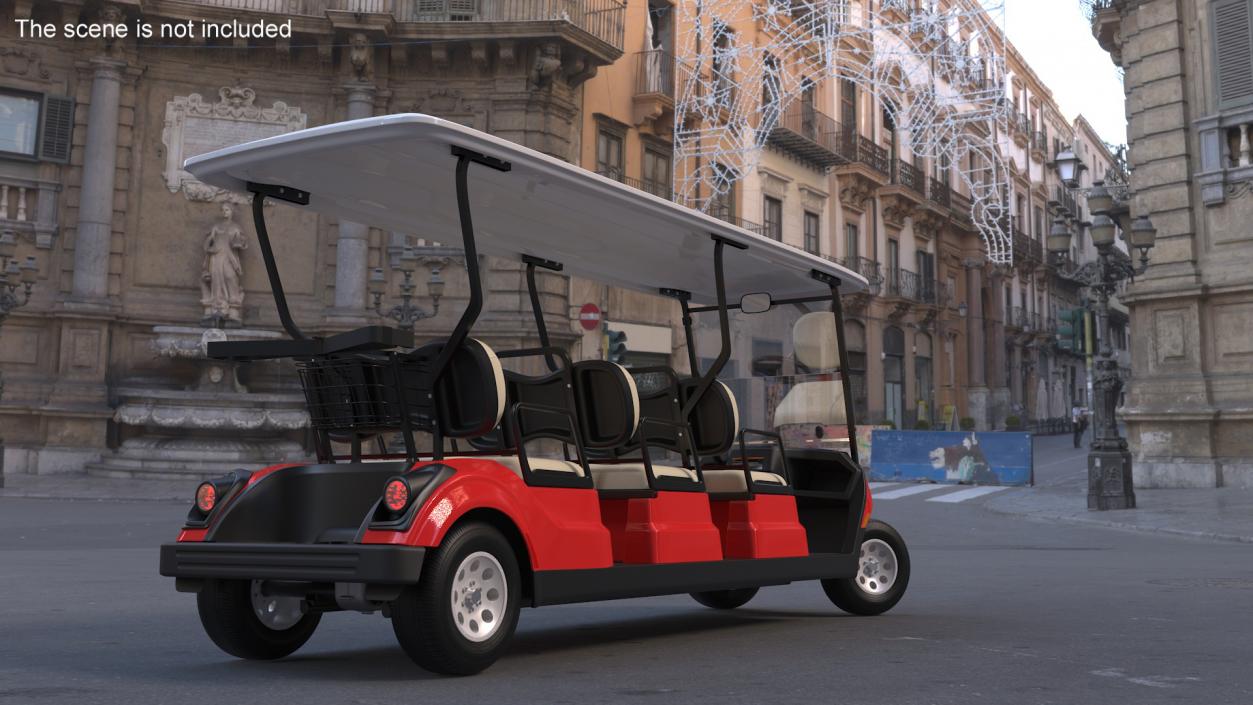 3D model Yamaha Golf Electric Six Seat Car Red Rigged for Maya 2