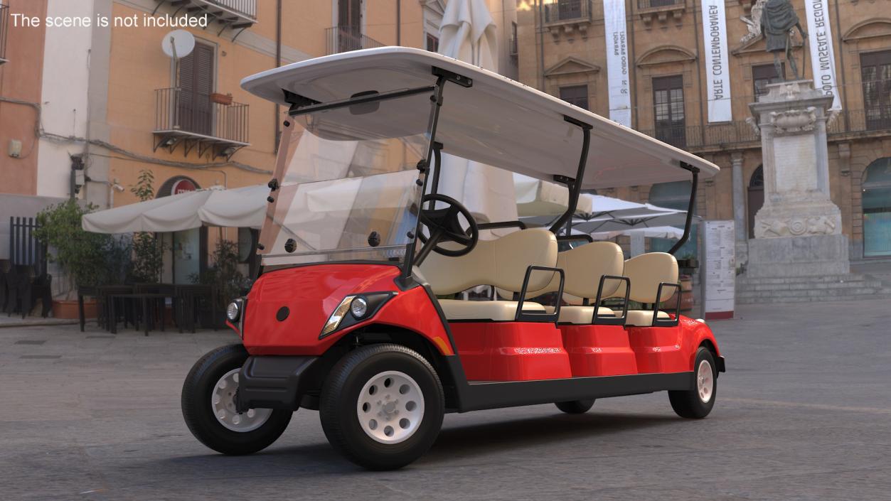 3D model Yamaha Golf Electric Six Seat Car Red Rigged for Maya 2