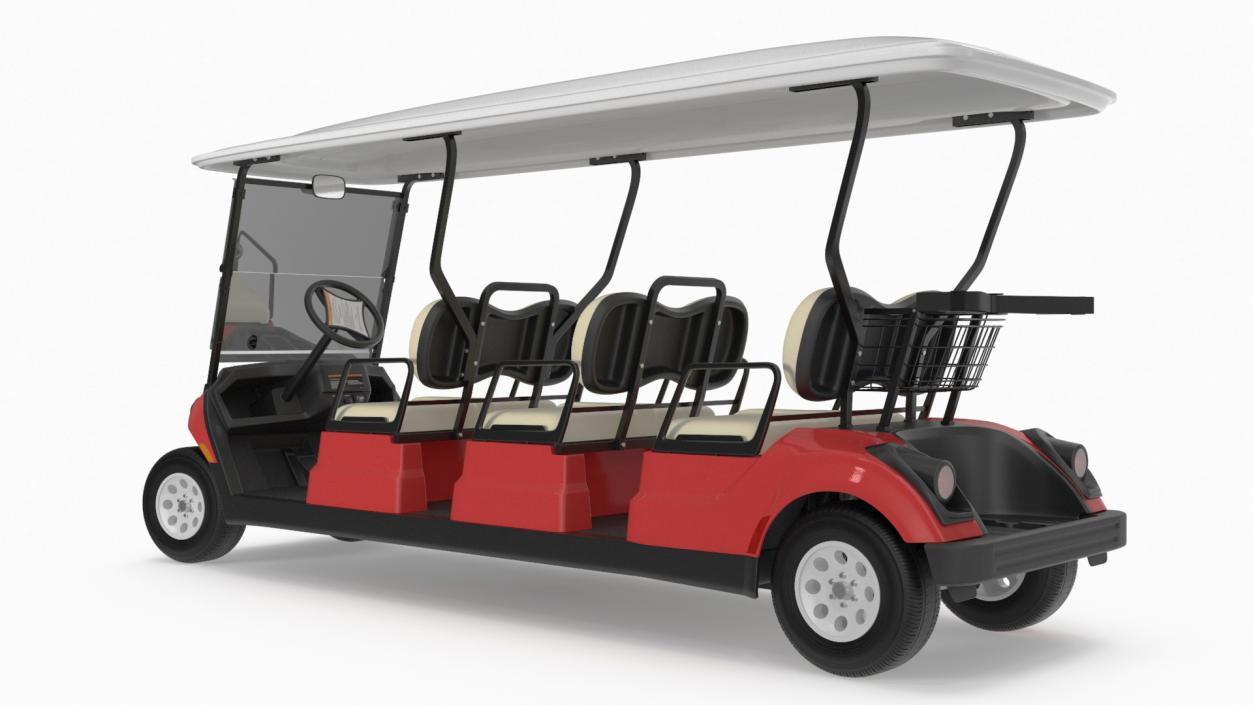 3D model Yamaha Golf Electric Six Seat Car Red Rigged for Maya 2