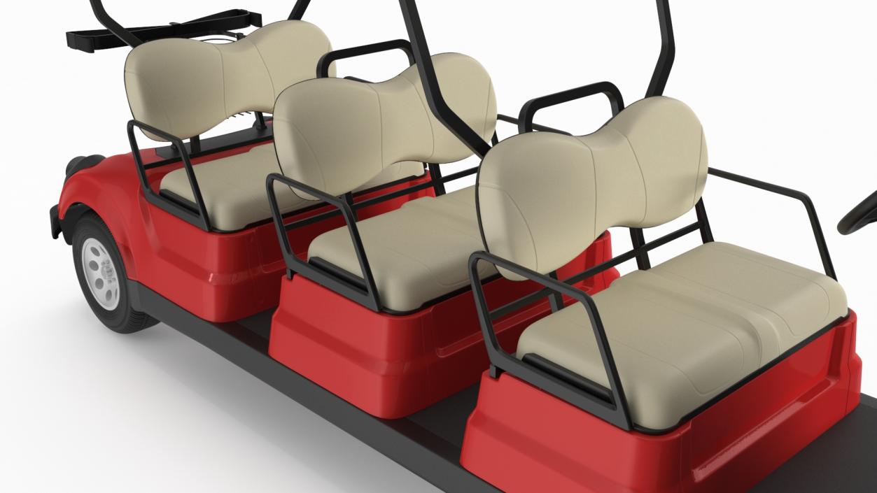 3D model Yamaha Golf Electric Six Seat Car Red Rigged for Maya 2