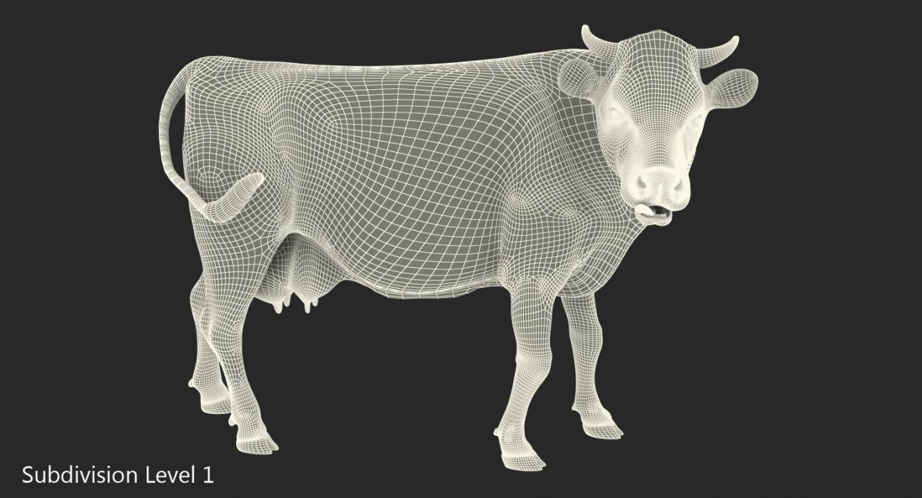 Cow with Fur Rigged 3D model