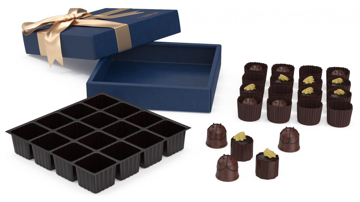 Premium Chocolate Boxes Open Collection 3D model