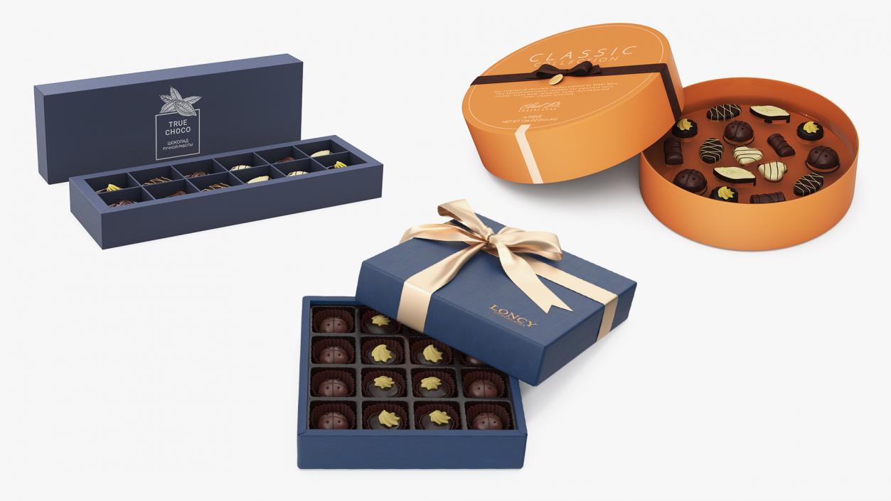 Premium Chocolate Boxes Open Collection 3D model