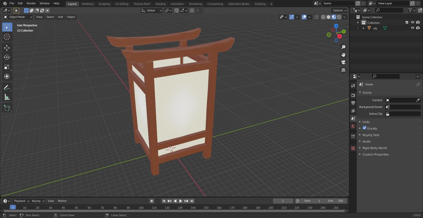 Shoji Lantern Small Glow 3D model