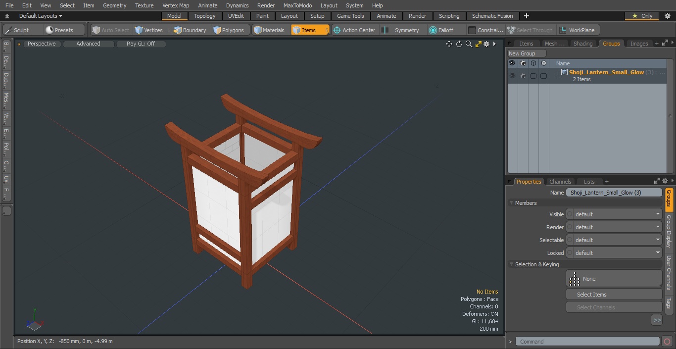 Shoji Lantern Small Glow 3D model