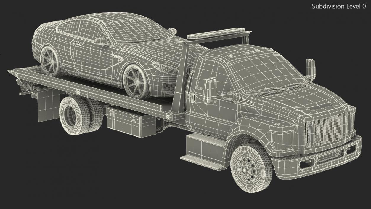 3D Tow Truck with Evacuated Car model