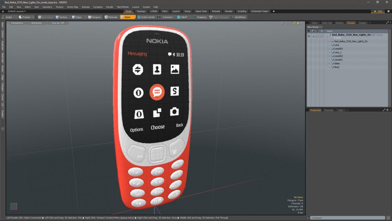 3D model Red Nokia 3310 New Lights On 2