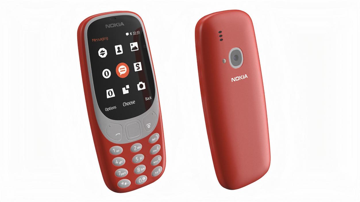 3D model Red Nokia 3310 New Lights On 2