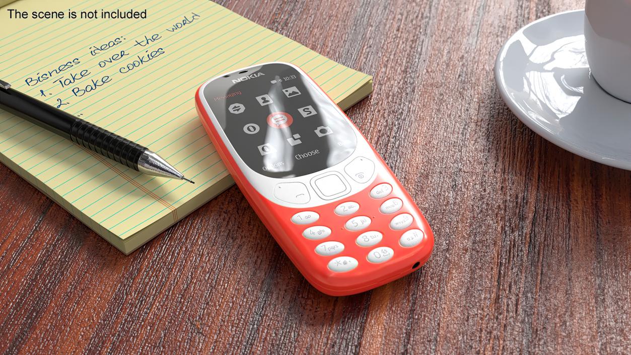 3D model Red Nokia 3310 New Lights On 2