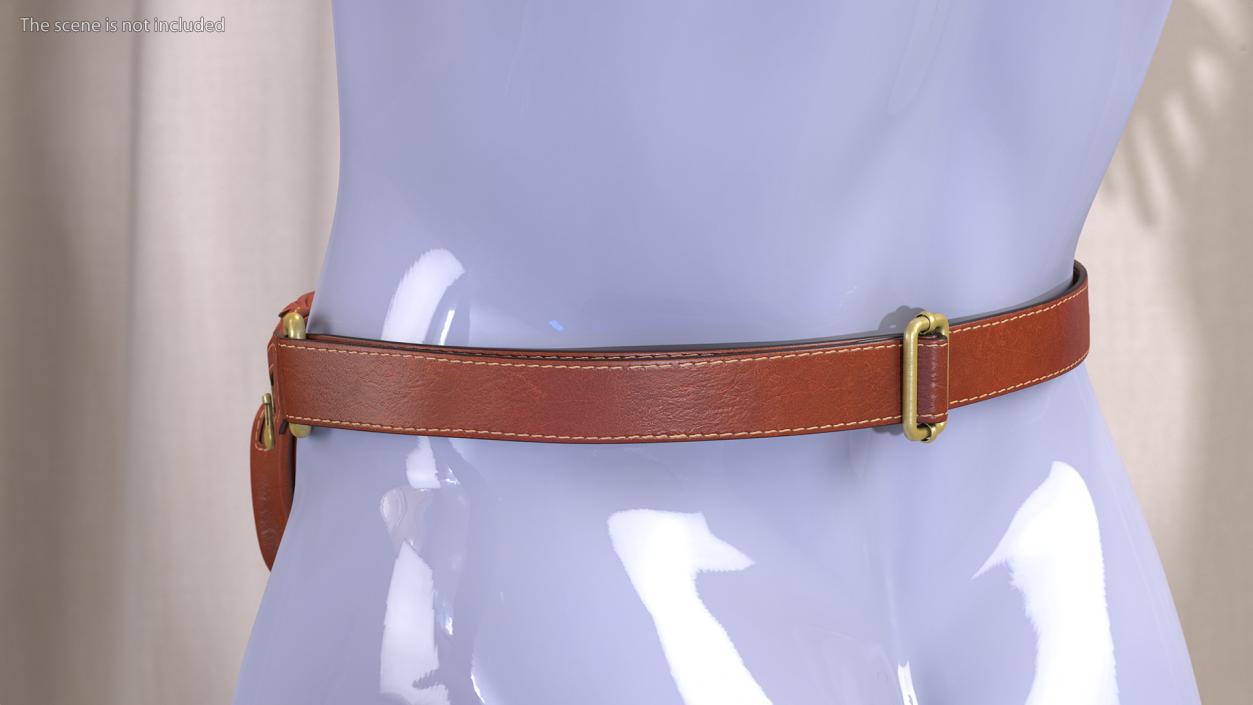 3D Brown Leather Waist Bag model