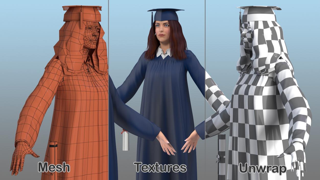 3D model Female Graduate Student T Pose