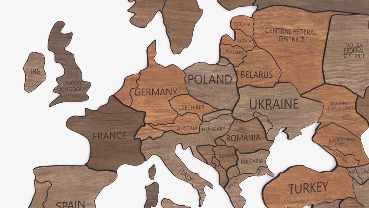 3D model Wooden World Map Wall Art