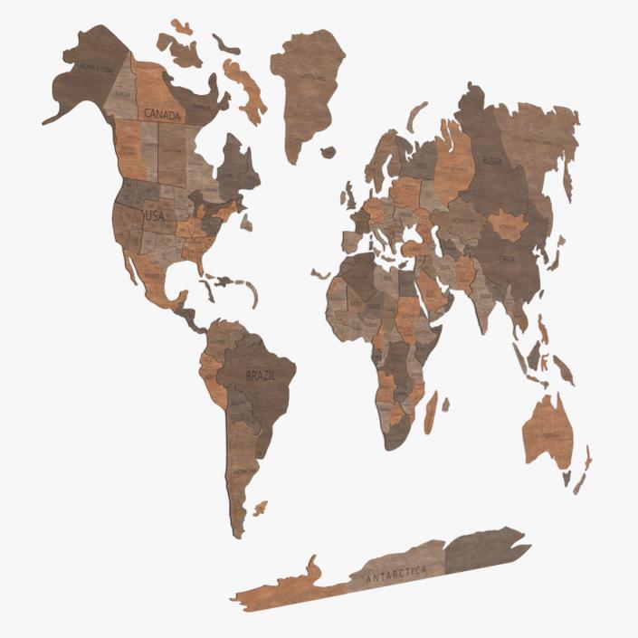 3D model Wooden World Map Wall Art