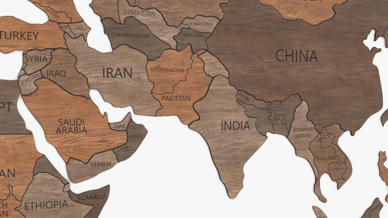 3D model Wooden World Map Wall Art