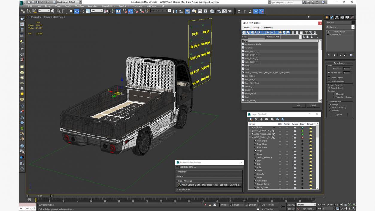 3D AYRO Vanish Electric Mini Truck Pickup Bed Rigged for Cinema 4D model