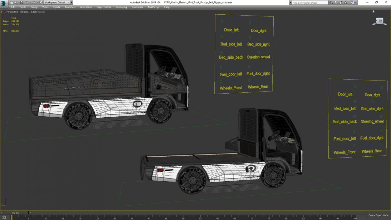 3D AYRO Vanish Electric Mini Truck Pickup Bed Rigged for Cinema 4D model