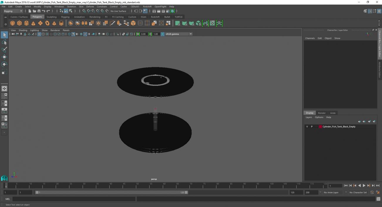 3D model Cylinder Fish Tank Black Empty