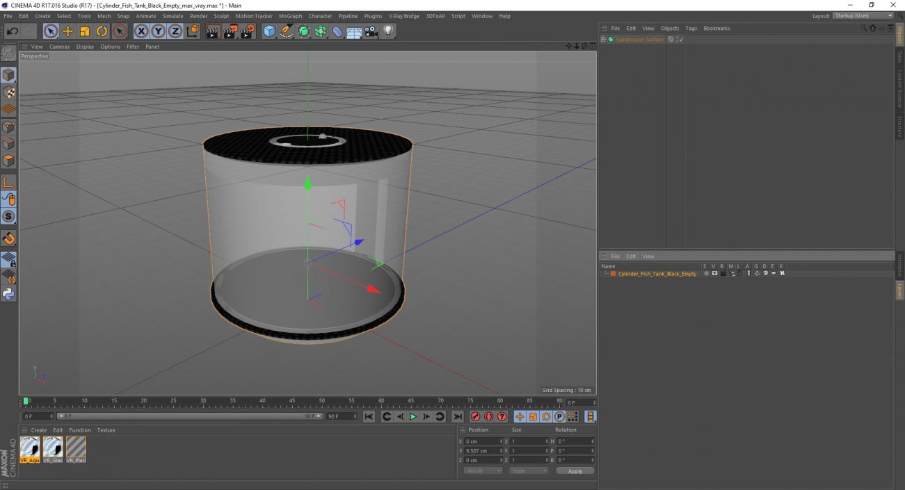 3D model Cylinder Fish Tank Black Empty