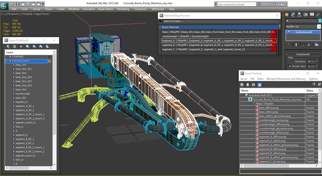 3D Concrete Boom Pump Machine