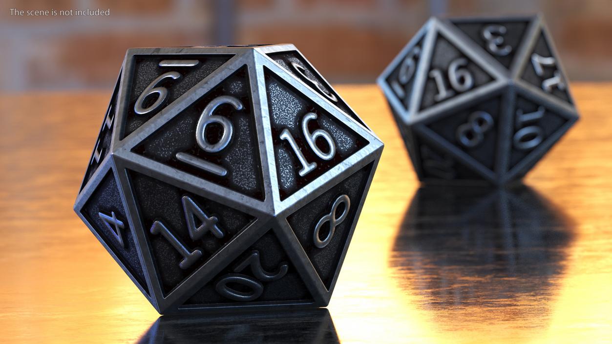 Silver DND Dice Set 3D model