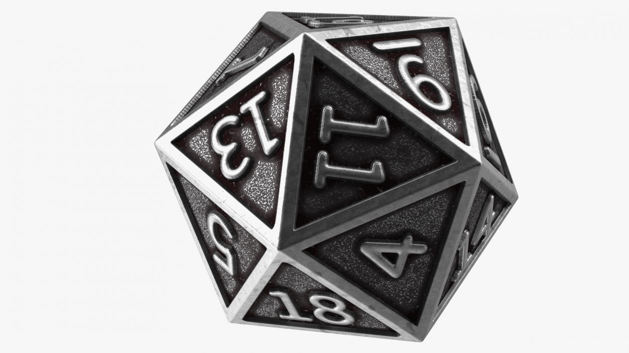 Silver DND Dice Set 3D model