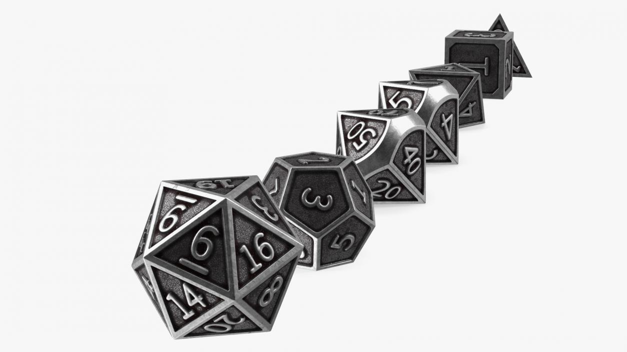 Silver DND Dice Set 3D model