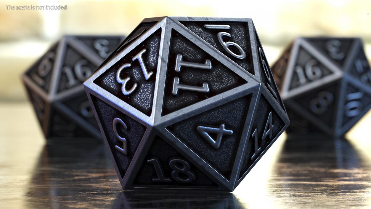 Silver DND Dice Set 3D model