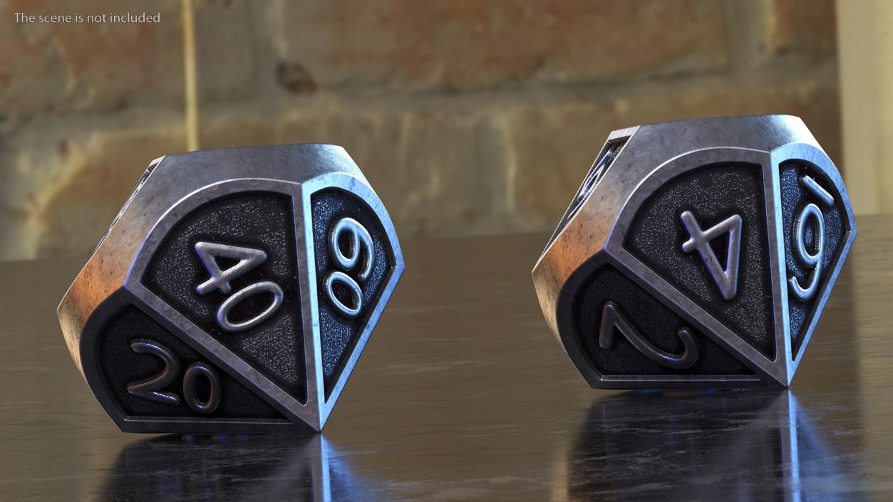 Silver DND Dice Set 3D model