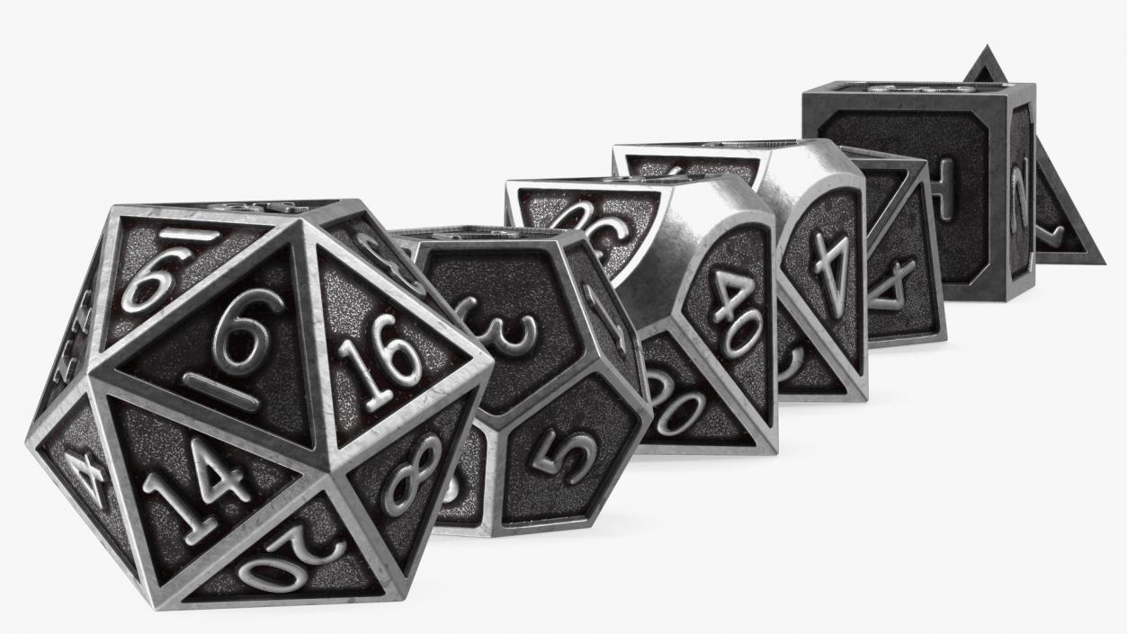 Silver DND Dice Set 3D model