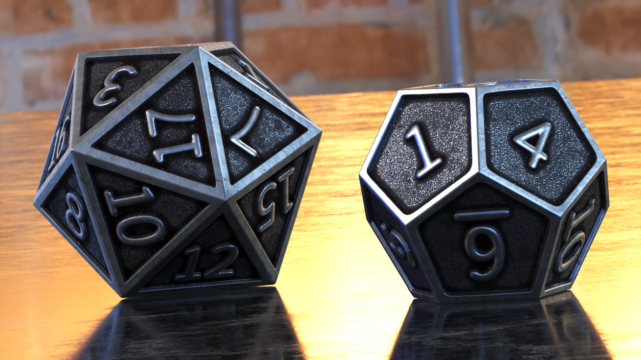 Silver DND Dice Set 3D model