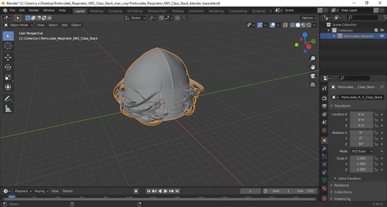 3D Particulate Respirator N95 Class Stack model