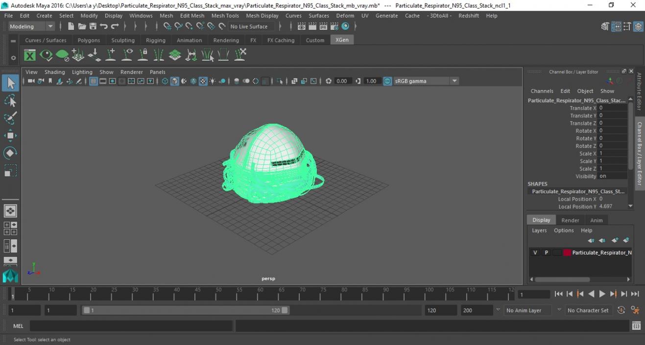 3D Particulate Respirator N95 Class Stack model