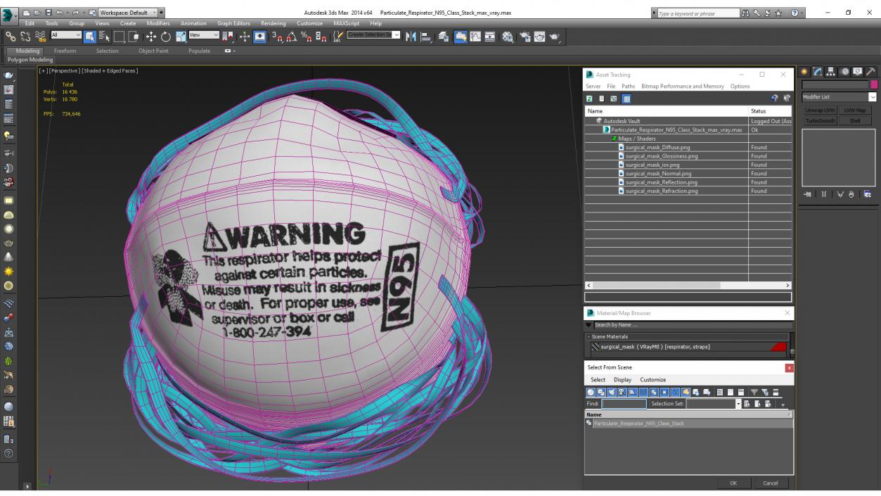 3D Particulate Respirator N95 Class Stack model