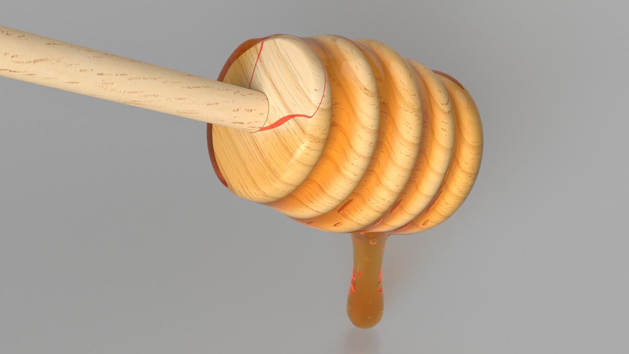 Wooden Dipper Covered with Honey 3D