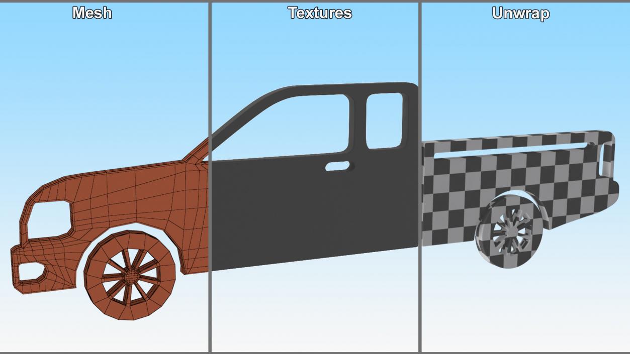 3D Car Pickup Silhouette