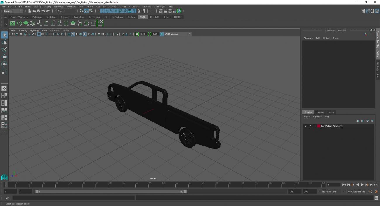 3D Car Pickup Silhouette