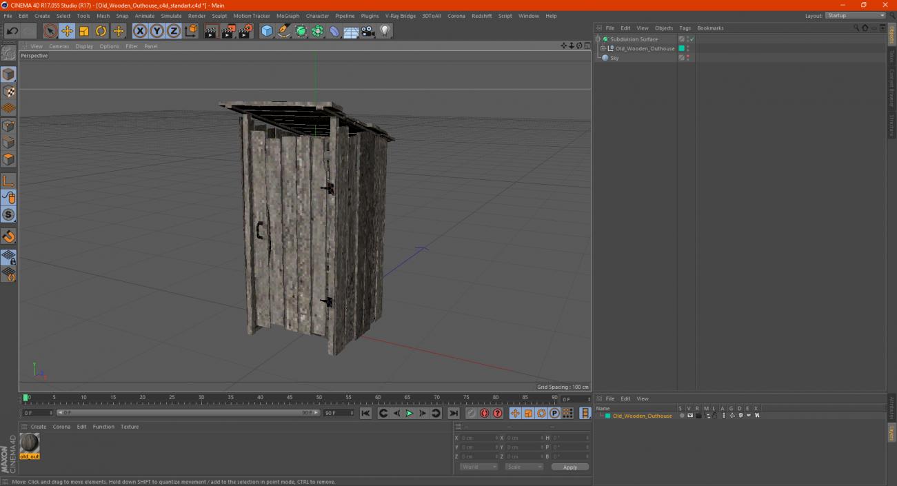 Old Wooden Outhouse 3D model