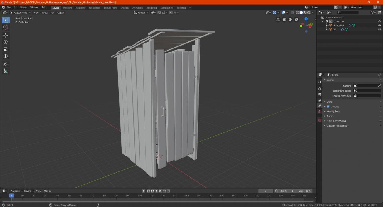 Old Wooden Outhouse 3D model